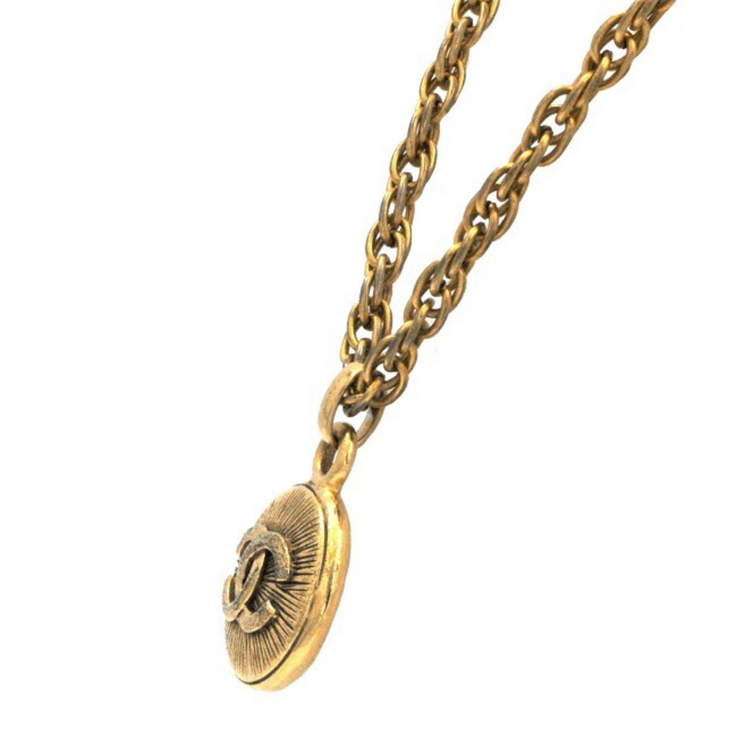 Chanel Necklace Gold A0495673 Coco Mark GP CHANEL Chain Ladies Pendant Circle Plate