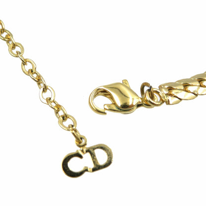 CHRISTIAN DIOR Metal Rhinestone Gold Necklace Choker