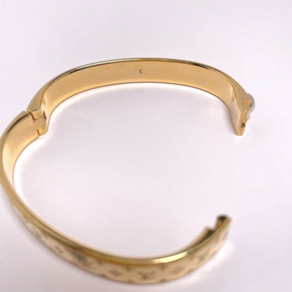 LOUIS VUITTON Cuff Nanogram Monogram S Size M00251  Gold Bracelet LV