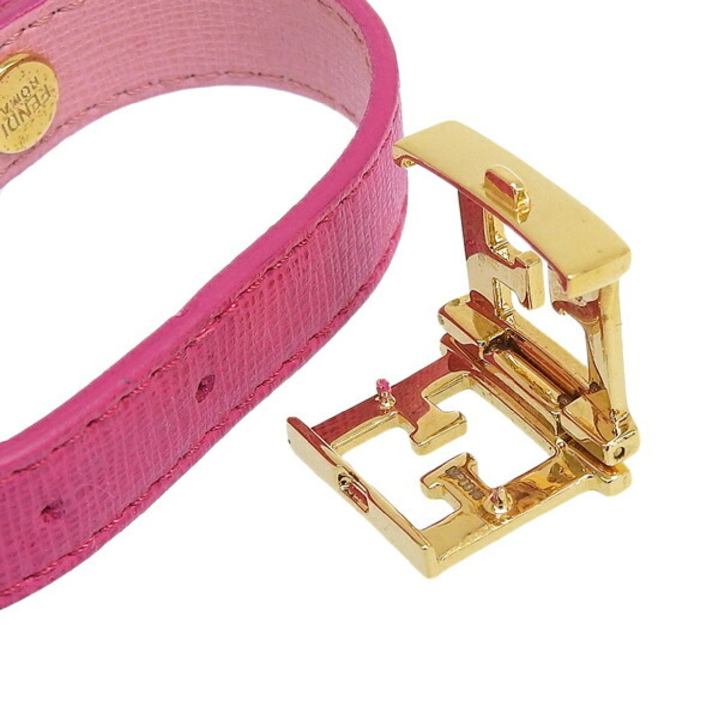 FENDI Leather FF Logo Bracelet 8AG408 Pink Ladies