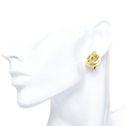 CHANEL Coco Mark Heart Motif Earrings Gold Plated Women's