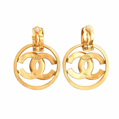 CHANEL Cocomark circle earrings gold ladies