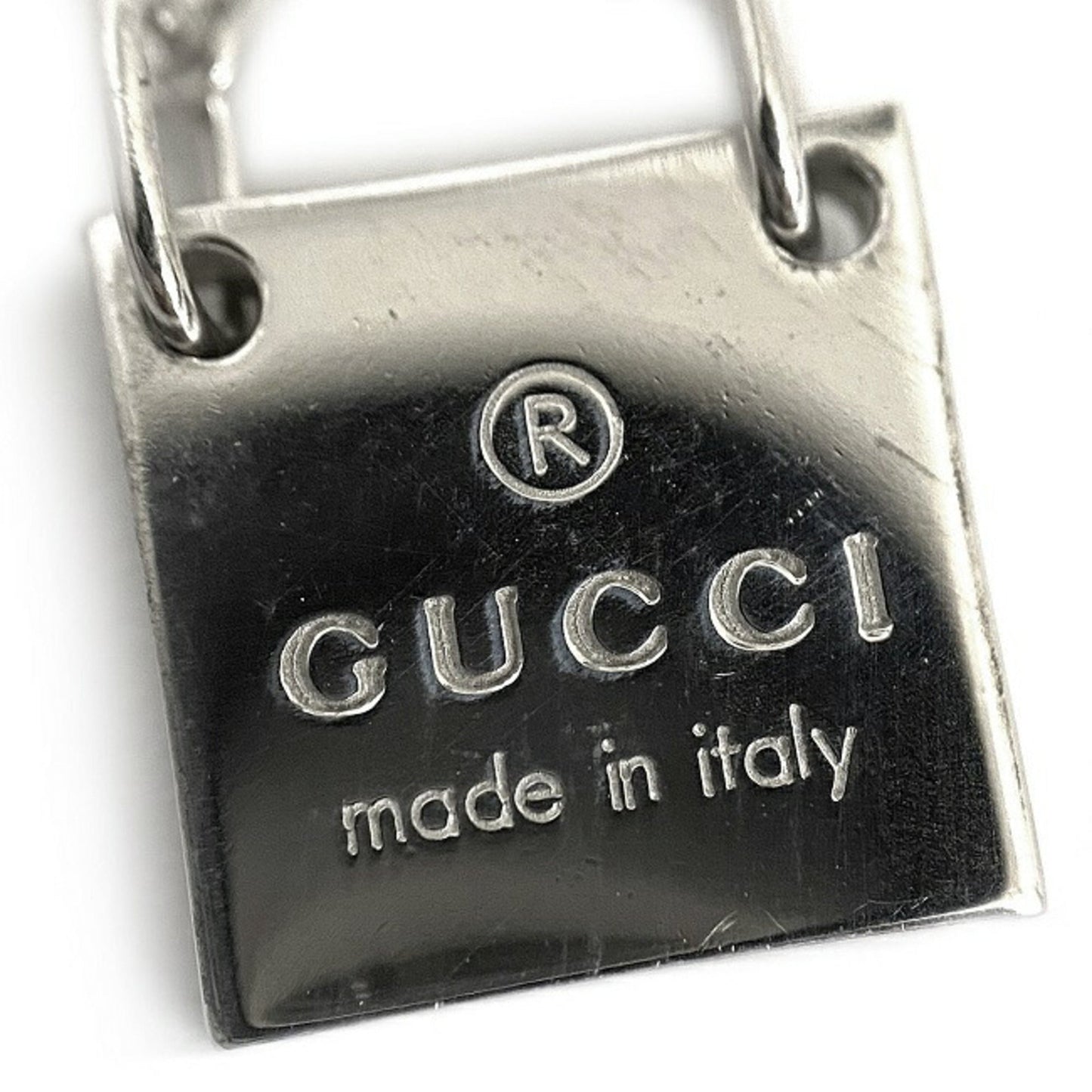 Gucci Trademark Necklace Silver 223514 Ag 925 GUCCI Square Plate Pendant Women's Men's