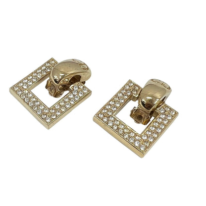 CHRISTIAN DIOR Earrings Change Charm Set GP Rhinestone Ladies