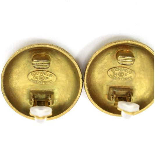 Chanel earrings gold color coco mark round CHANEL ladies clip type