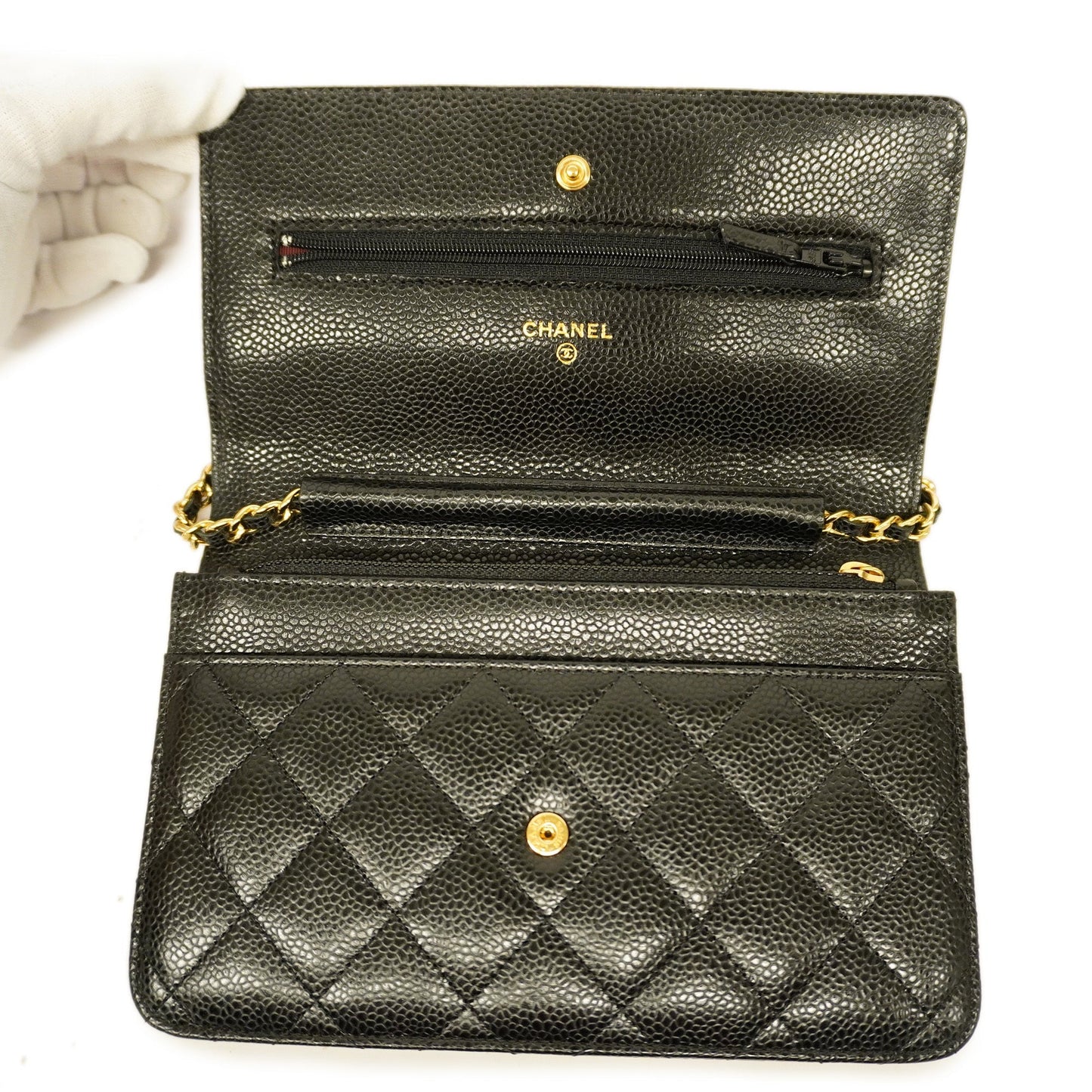 CHANEL   Matelasse Chain Shoulder Gold Hardware Caviar Leather Black