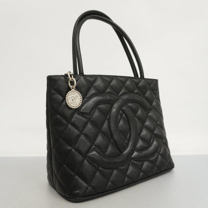 CHANEL   Reprint Tote Women's Caviar Leather Tote Bag Black