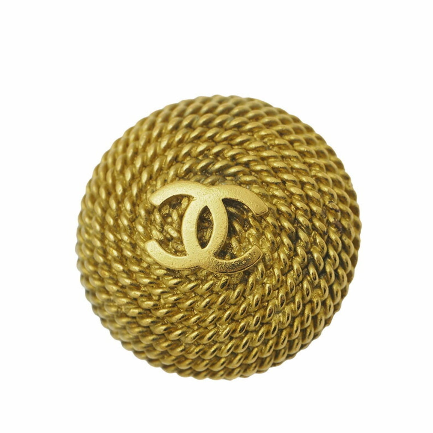 CHANEL Round Coco Earrings 95P Gold Chain Rope