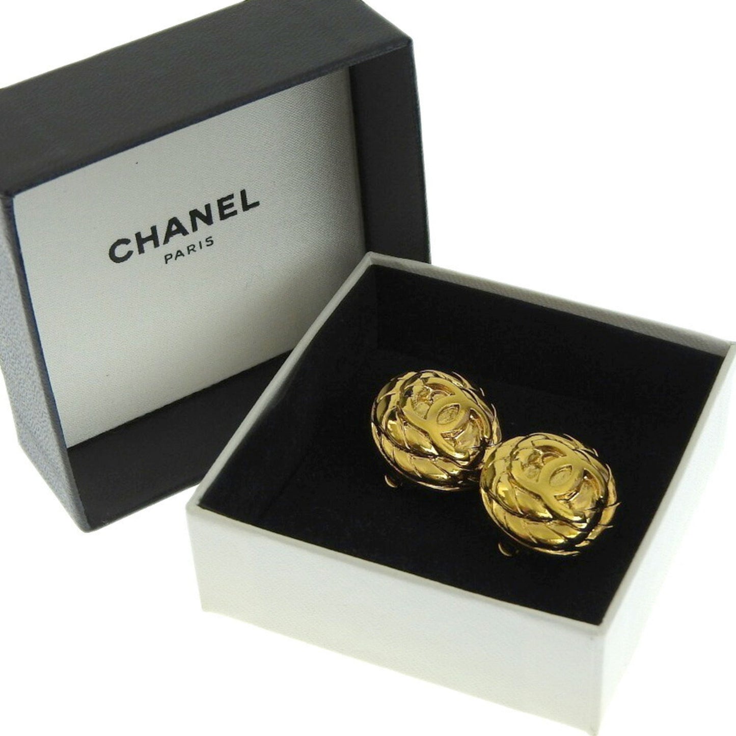 Chanel here mark logo earrings antique vintage 96A