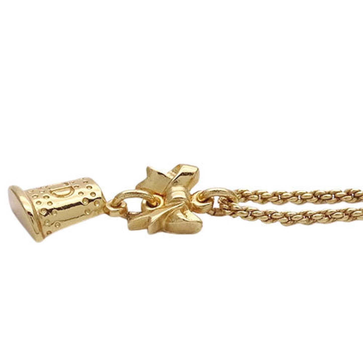 Christian Dior necklace Lady's ribbon gold pendant