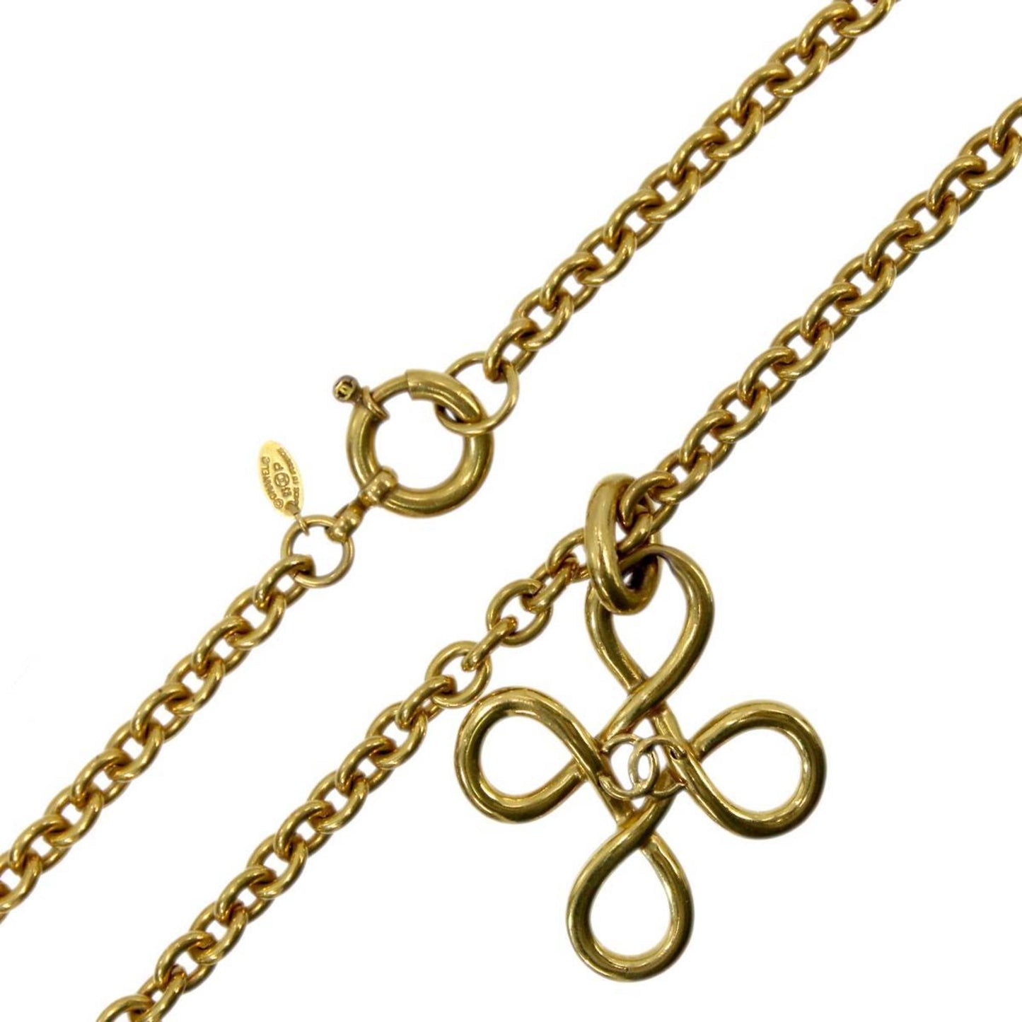 CHANEL Coco Mark Necklace Cross Gold 93P 3106