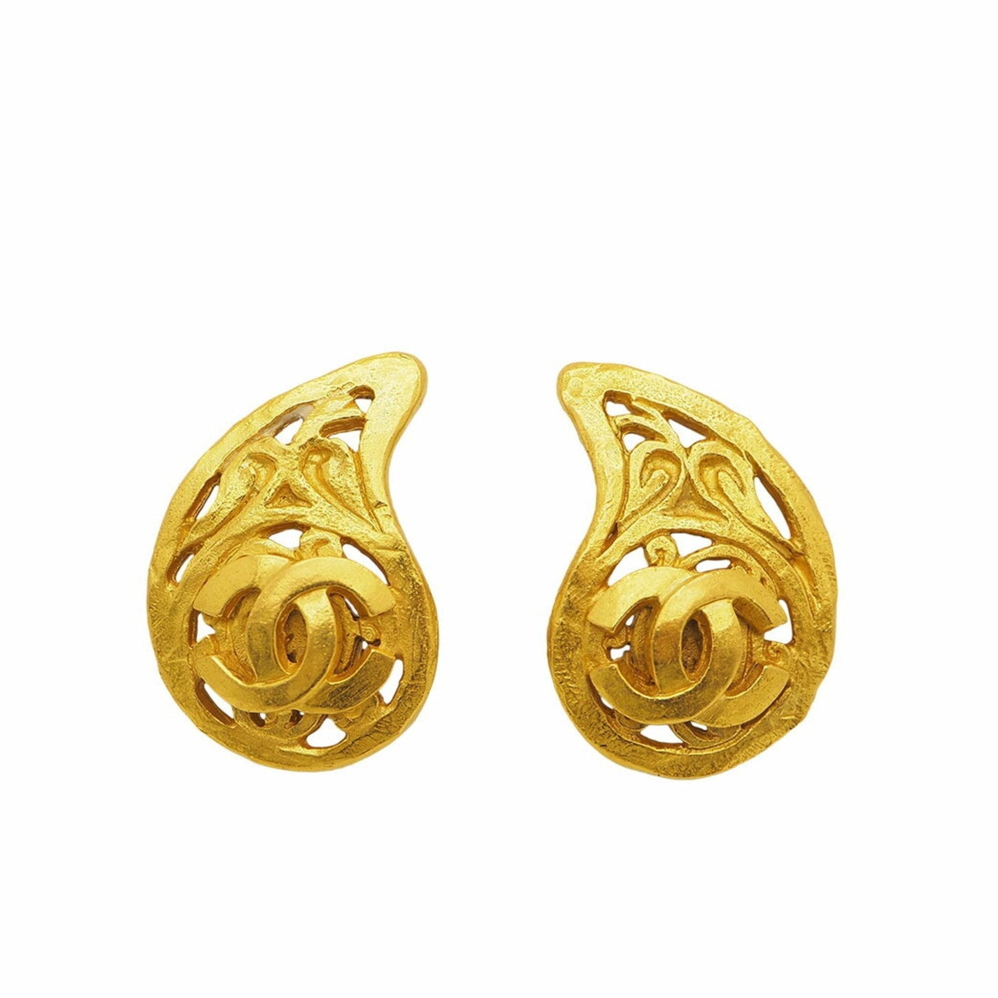 CHANEL 95A Coco Earrings Shizuku Magadama Gold