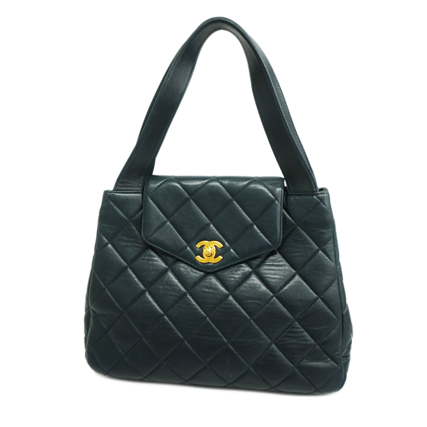 CHANEL   Matelasse Handbag Women's Leather Handbag Navy