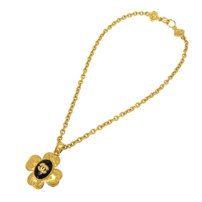 Chanel Stone Coco Mark 96A Gold Chain Necklace Black 0055 CHANEL