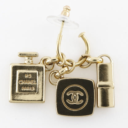 CHANEL 3P charm earrings here mark swing gold plated ladies