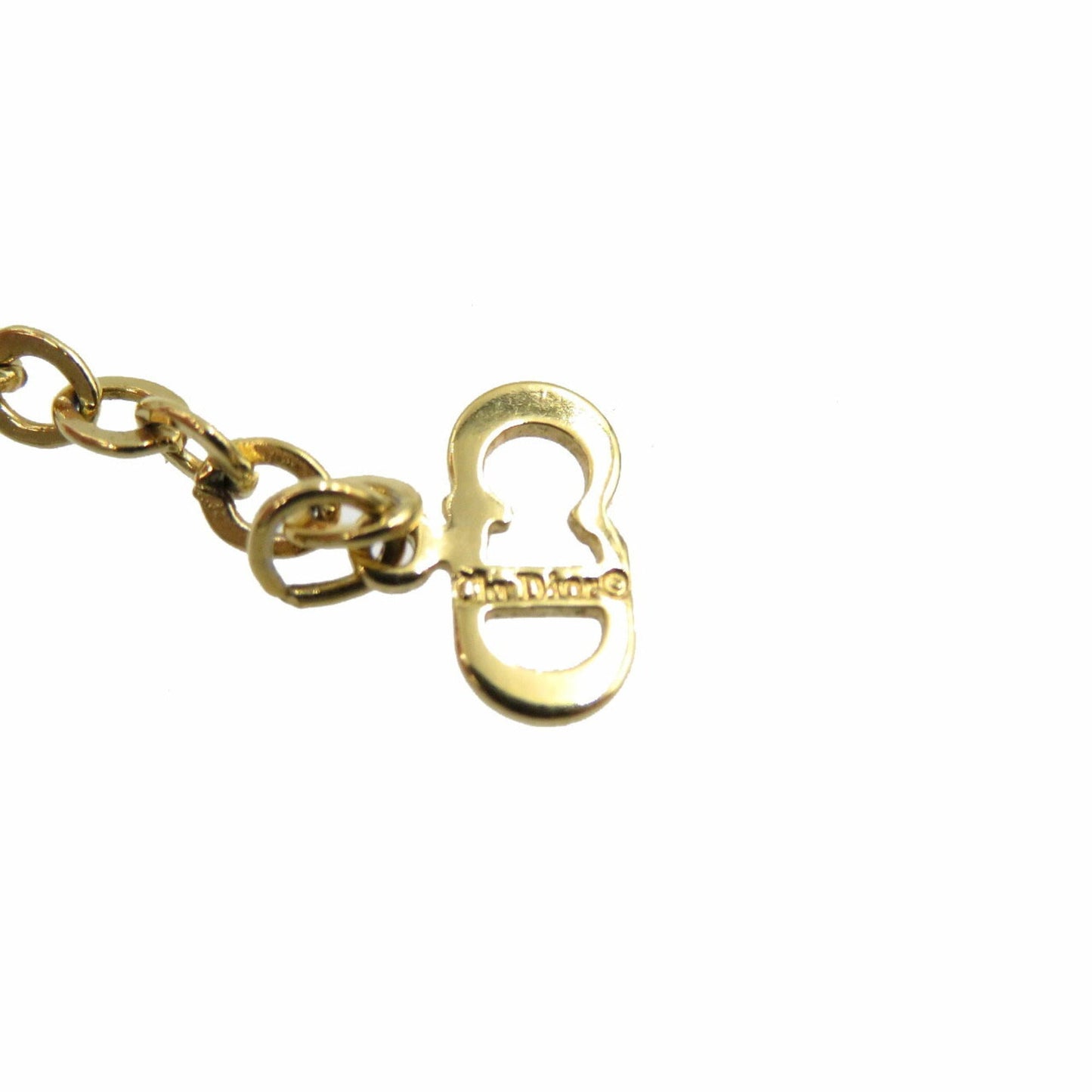 CHRISTIAN DIOR Metal Rhinestone Gold Necklace Choker