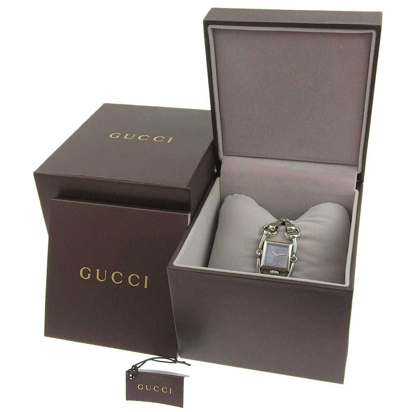 GUCCI Signoria Watch 116.5 Stainless Steel x Shell Silver Quartz Analog Display Ladies Blue Dial