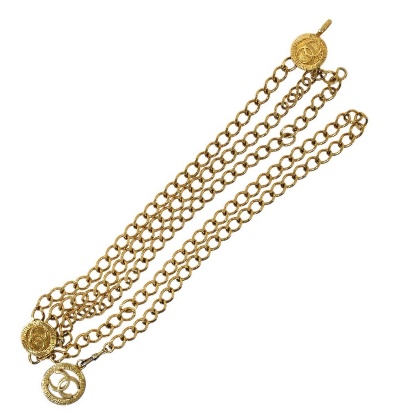 CHANEL triple chain belt 1982 here mark gold