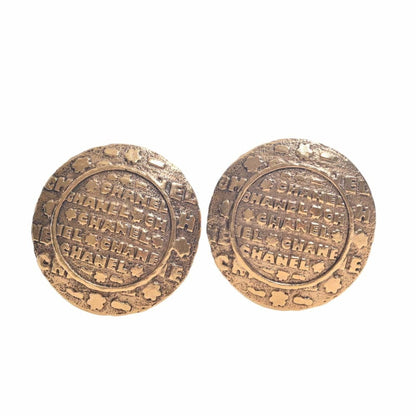 CHANEL round earrings gold ladies