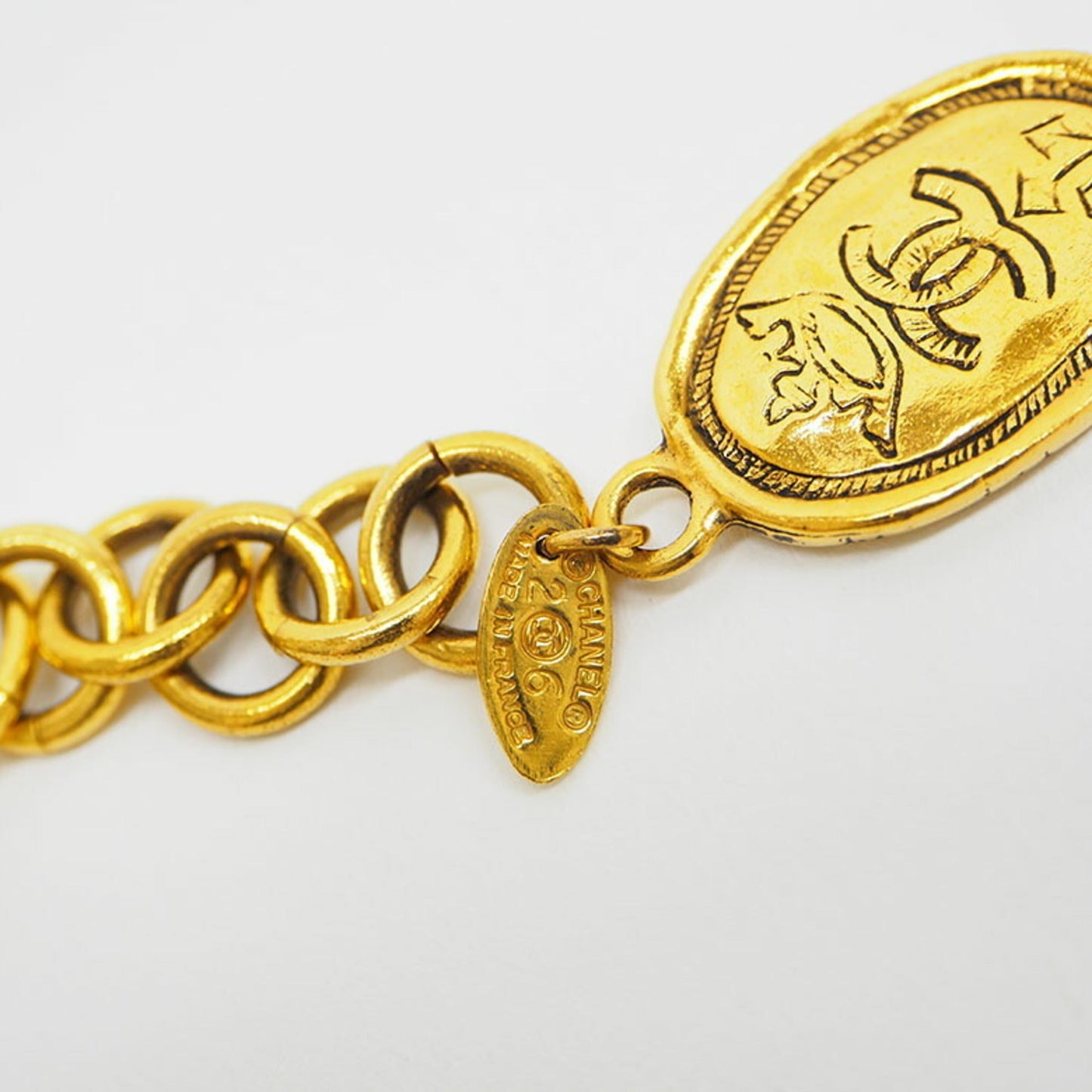 CHANEL vintage charm coco mark bracelet gold medal coin crown