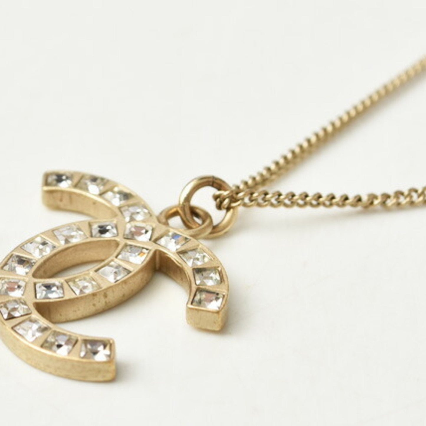 Chanel necklace pendant CHANEL here mark CC rhinestone gold