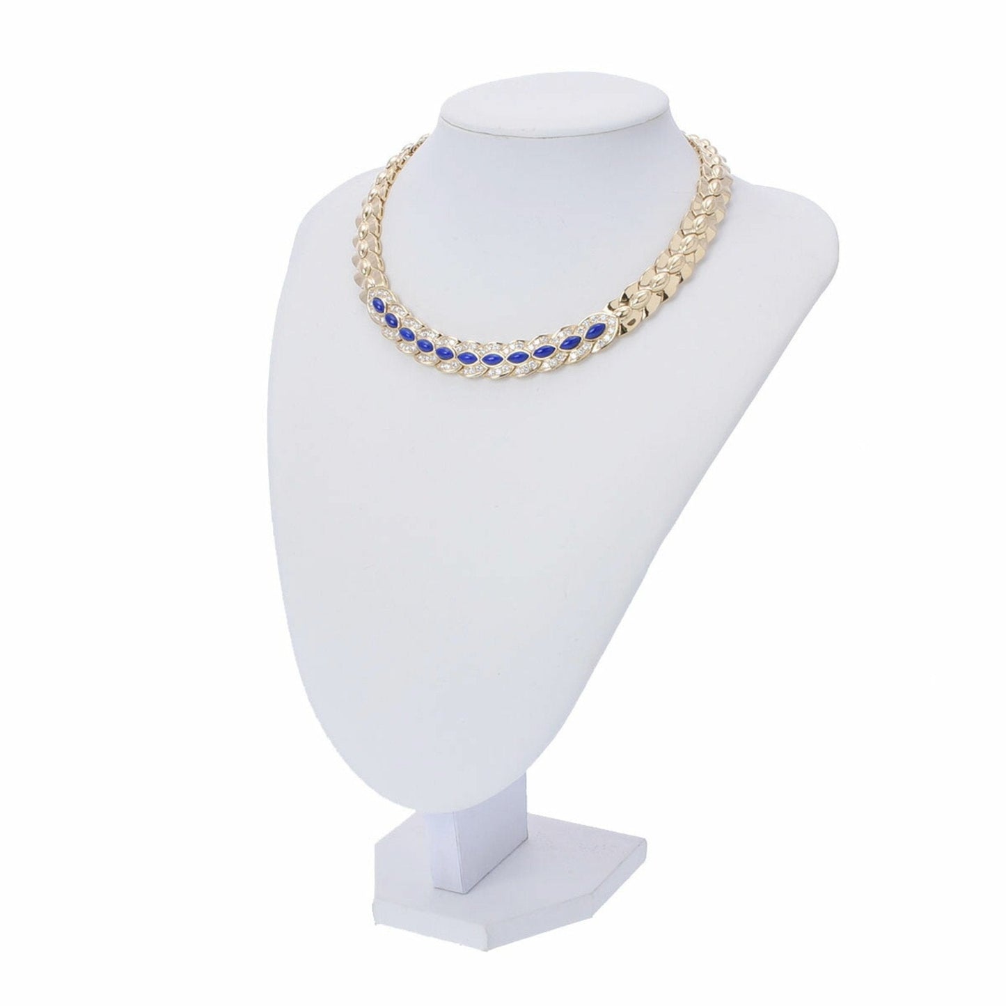 CHRISTIAN DIOR Diamond Lapis Lazuli Women's K18 Yellow Gold Necklace