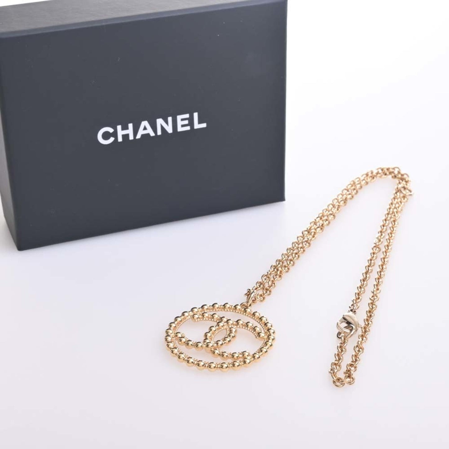 CHANEL Cocomark Circle Necklace Gold Women's