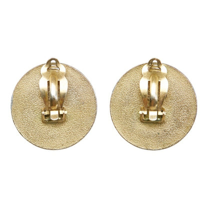 CHANEL Coco Mark Round Earrings Gold Plated Women's