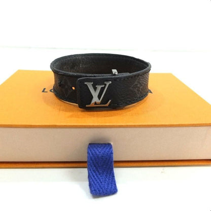 LOUIS VUITTON Monogram Eclipse Brasserie LV Bracelet 19 M6456 Louis Vuitton Leather Unisex Black Gray