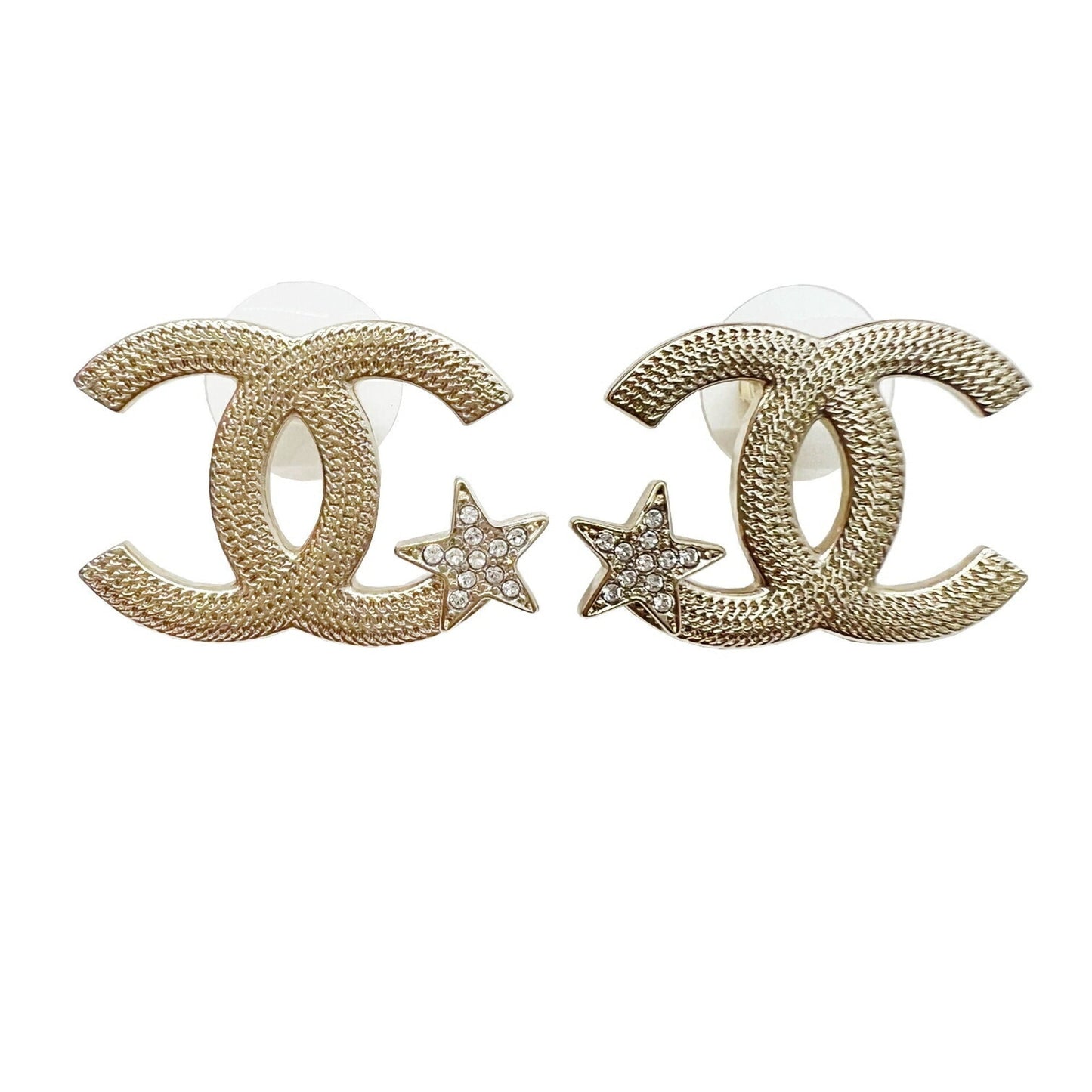 CHANEL earrings here mark CC star gold rhinestone metal ladies ABB491 B23B new item