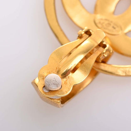 CHANEL Cocomark circle earrings gold ladies