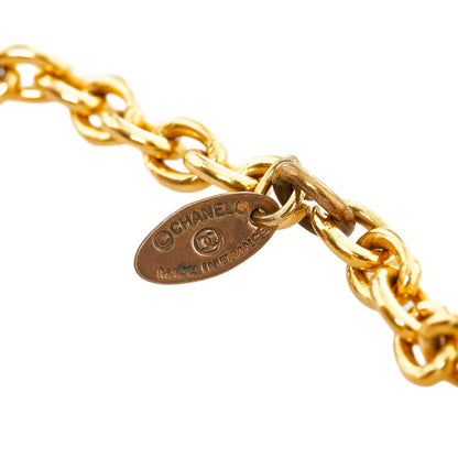 CHANEL coco mark round loupe necklace gold plated glass ladies