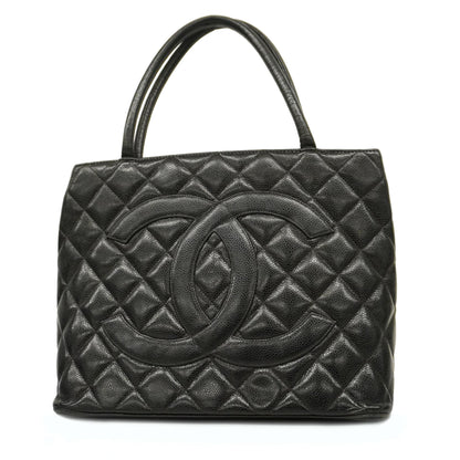 CHANEL   Reprint Tote Women's Caviar Leather Tote Bag Black