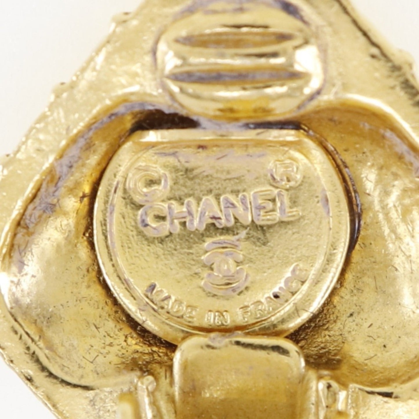 CHANEL Quilted Gold Plated Ladies Earrings