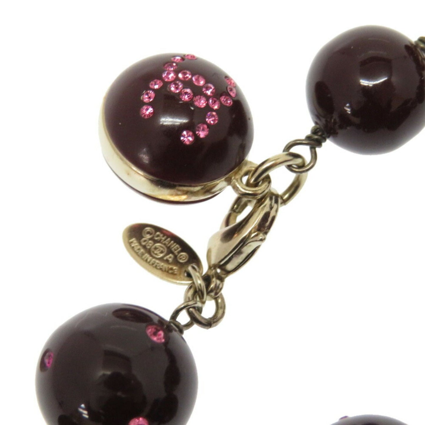 Chanel Coco Mark Stone Bordeaux 08A Necklace Accessory 0065 CHANEL