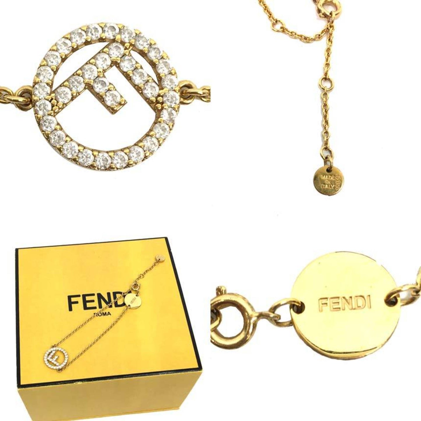 Fendi F is bracelet rhinestone gold color women's