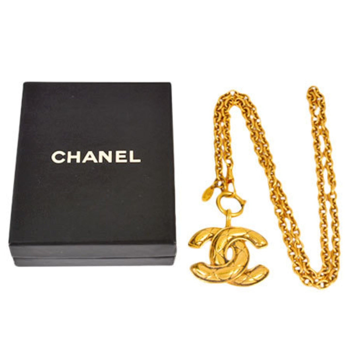 Chanel here mark necklace metal gold 3859