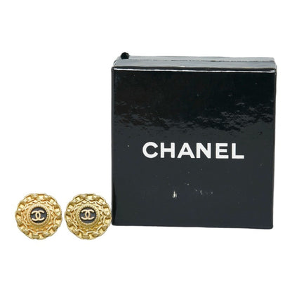 CHANEL Chain Coco Mark Earrings Gold Plated Women's