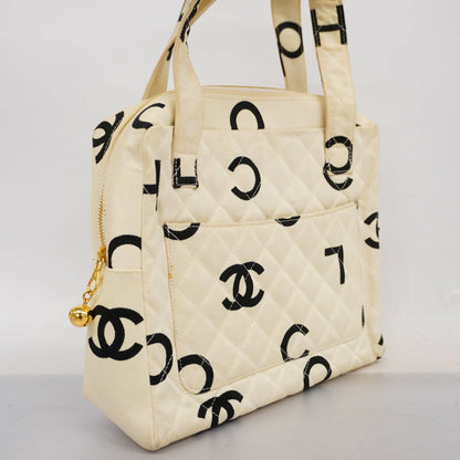 CHANEL   Matelasse Women's Canvas Handbag White