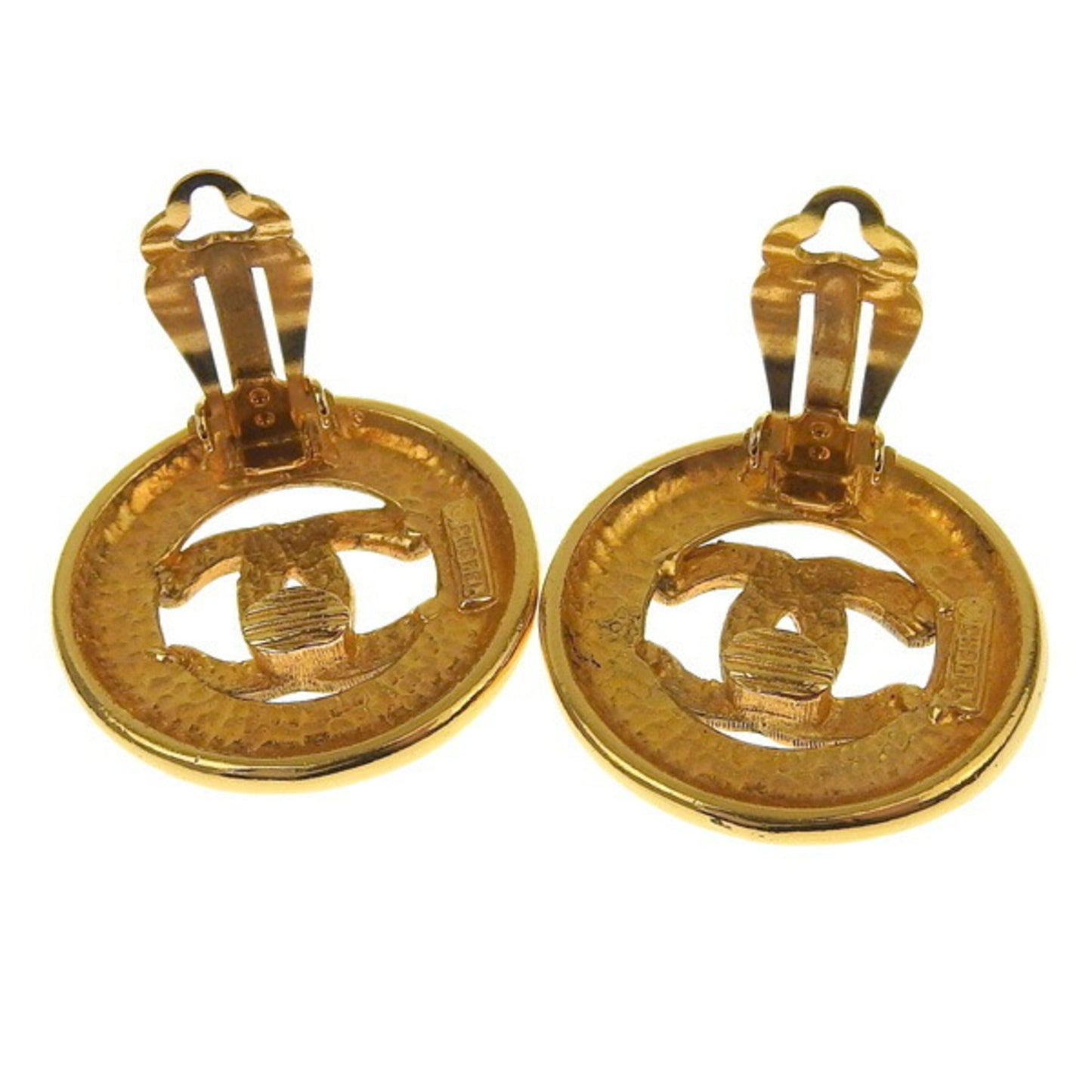 CHANEL Cocomark round earrings gold ladies