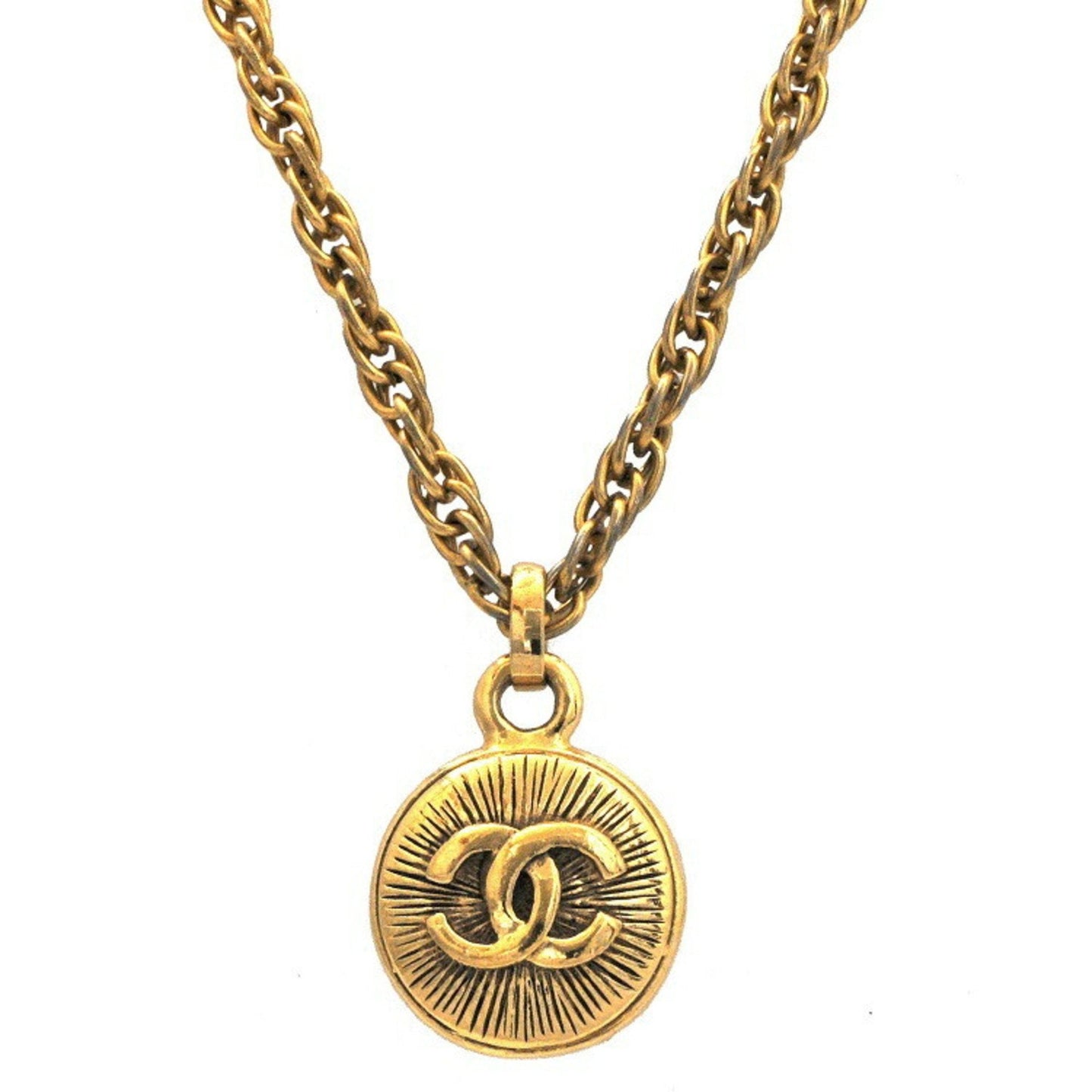 Chanel Necklace Gold A0495673 Coco Mark GP CHANEL Chain Ladies Pendant Circle Plate