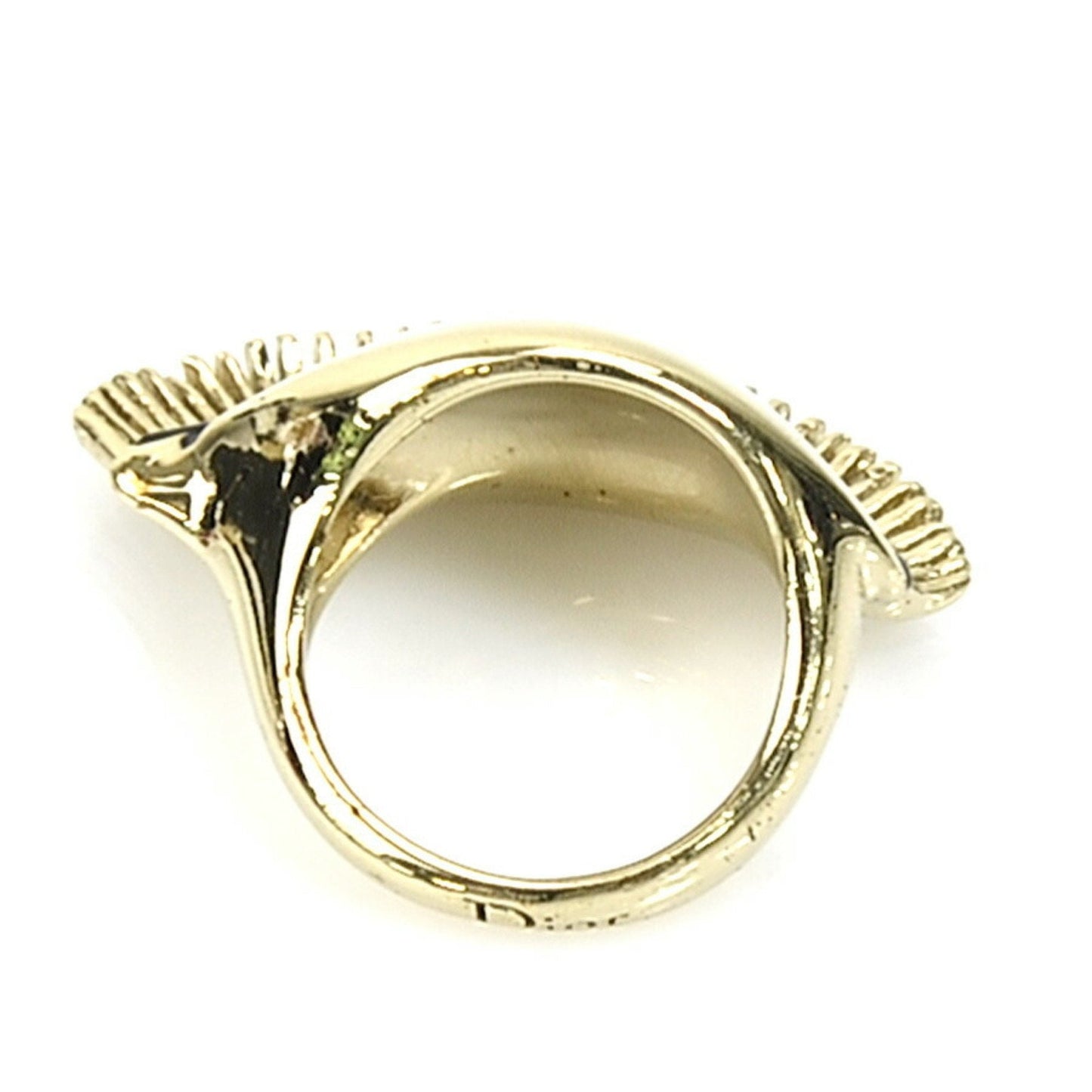 CHRISTIAN DIOR Ring Metal Gold x Black Women's No. 6