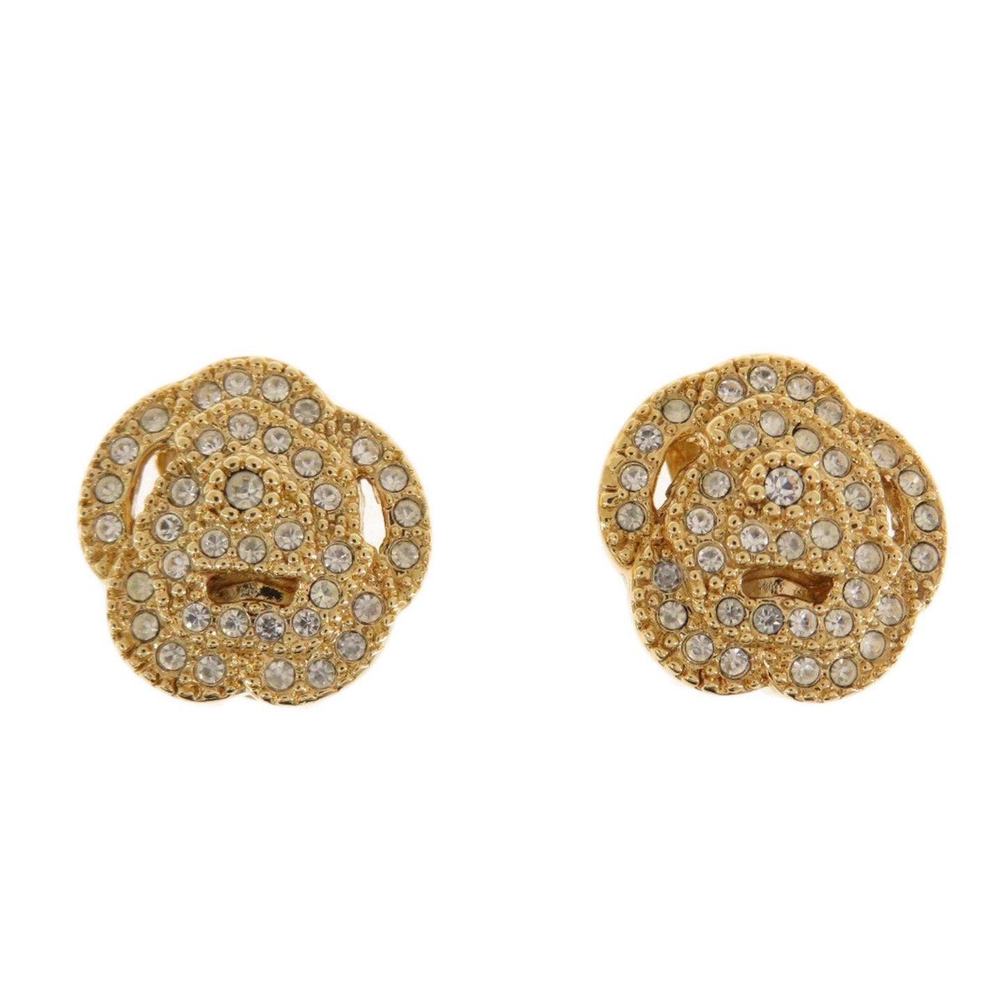 CHRISTIAN DIOR Rhinestone Flower Earrings Ladies