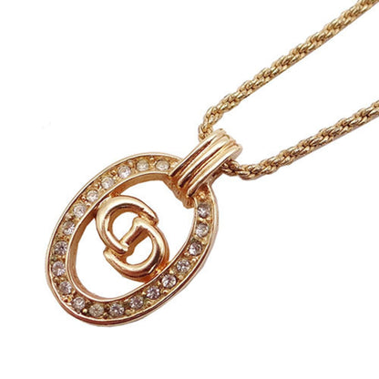 CHRISTIAN DIOR Necklace Women's Gold Transparent Stone