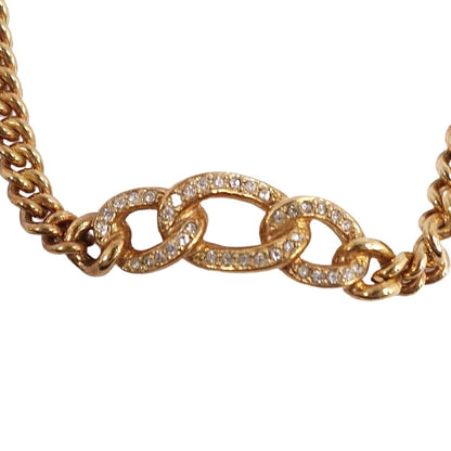 CHRISTIAN DIOR Necklace Choker Rhinestone Women's Gold