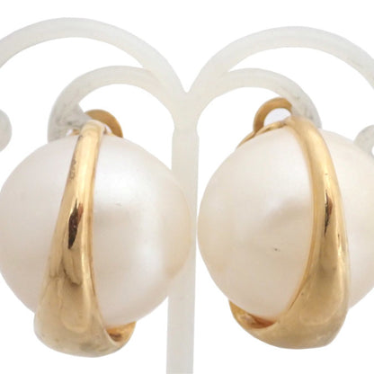 CHANEL Earrings Coco Mark Metal/Fake Pearl Gold x White Women's