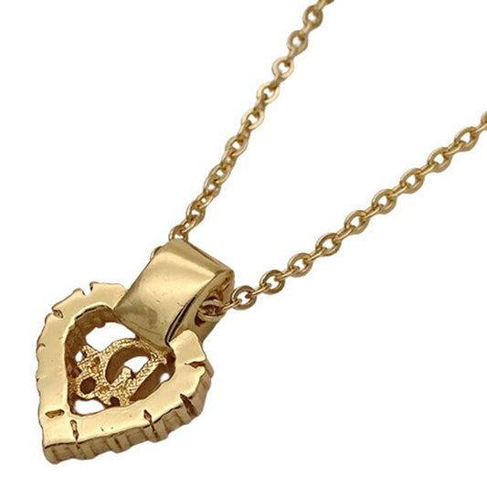 CHRISTIAN DIOR Necklace Women's Heart Gold Rhinestone