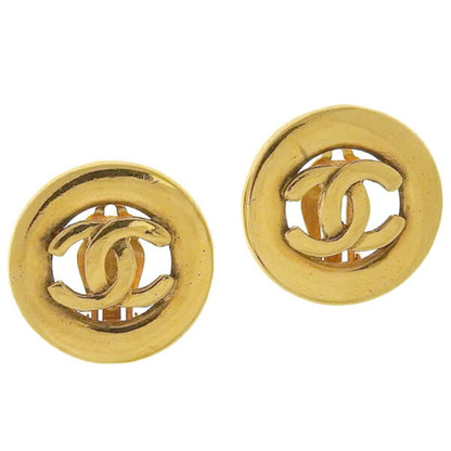 CHANEL Cocomark round earrings gold ladies