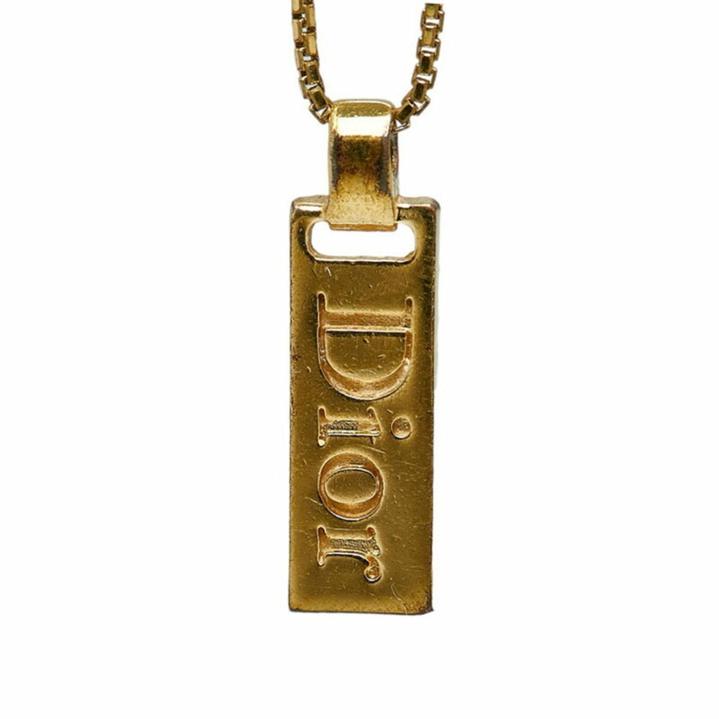 CHRISTIAN DIOR Dior Trotter Plate Necklace Gold Plated Women's