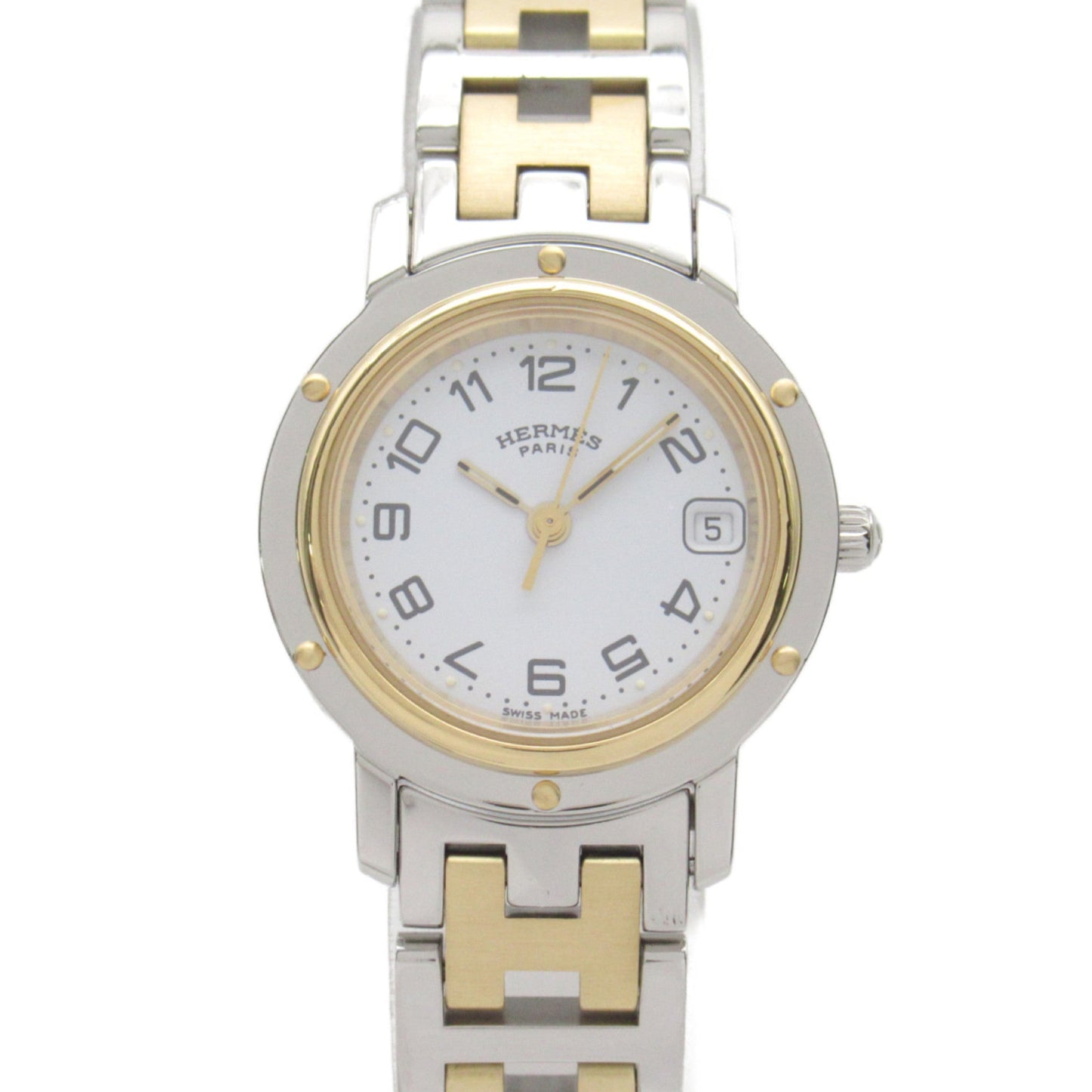 HERMES Clipper Wrist Watch Watch Wrist Watch CL4.220 Quartz White Gold Plated Stainless Steel